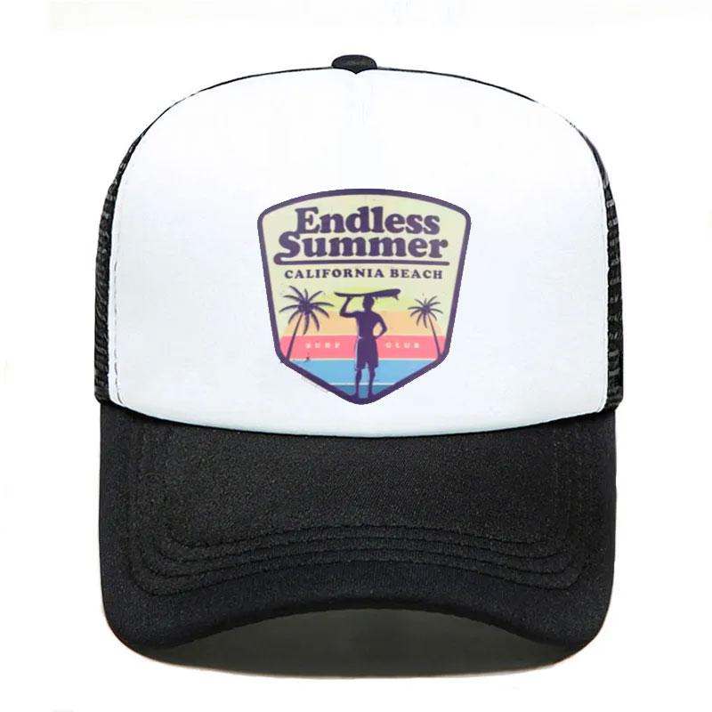 Cool Summer Surfing Trucker Cap Hat Beach Seaside Surfer Caps Sandbeach Holiday Mesh Cap HipHop Hat for Unisex Women Youth