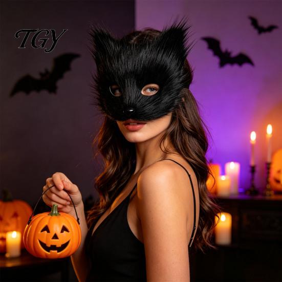 Theme Party Costume Accessories Plush Fox Cosplay Mask, Fluffy Tail, Costumes Props, Fuzzy Animation Lovers Gift Mask for Anime Convention And