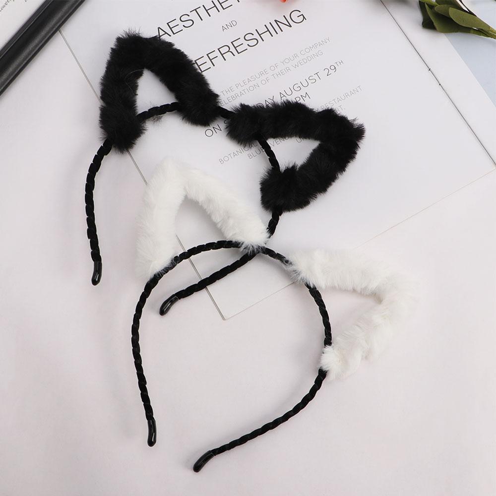 Party Headdress Cat Ears Hair Hoop Korea Style Headband Women accessories Make up Plush Hair Band