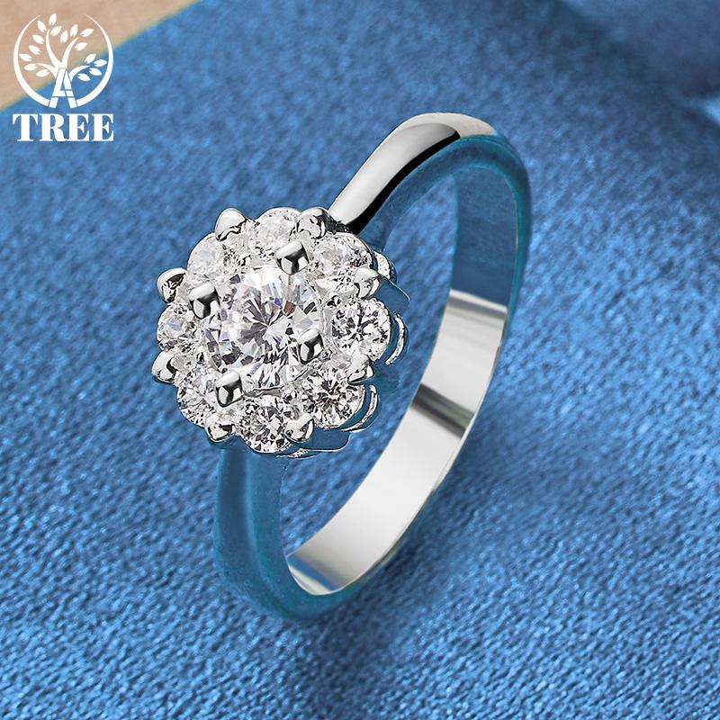 Ювелирные изделия из стерлингового серебра 925 пробы с большим цветком и цирконом AAA