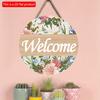 2D Flat 20*20cm1pc Vivid&Bright-colored Flowers and Butterfly Print Spring Welcome Sign Door Wooden Art Plaques Decor, Rustic Style Round Decoration