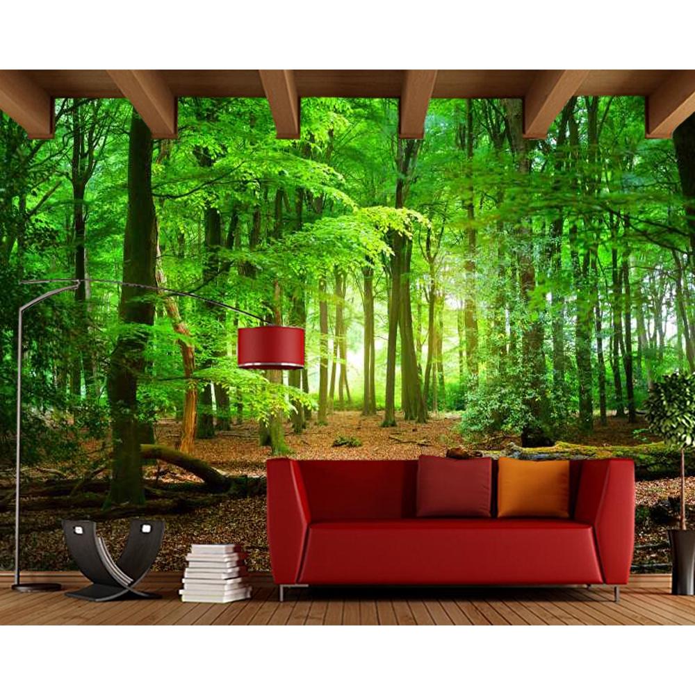 Зеленый лес фреска природный ландшафт 3d обои гостиная спальня обои домашний декор фреска