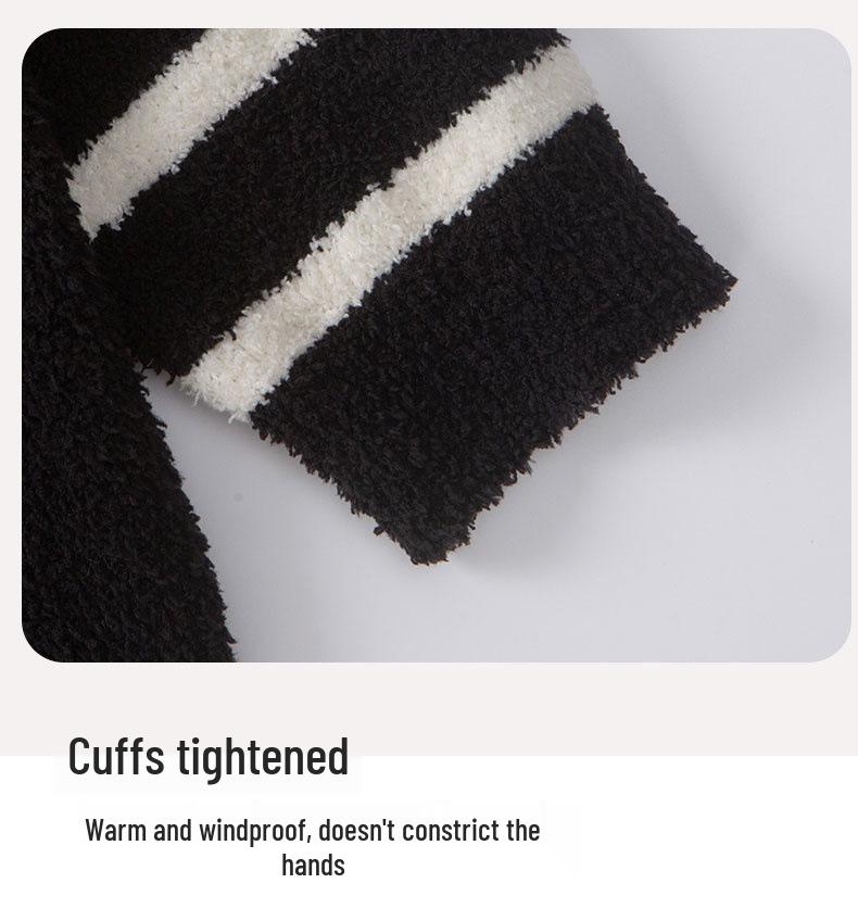 Полосатый мультяшный пижамный комплект для мальчиков на осень/зиму: Мягкий, Плотный и Пушистый Двухпредметный