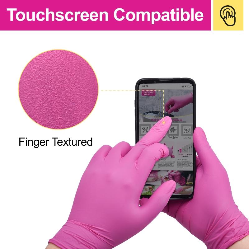 20/50/100 ШТ. Розово-красные нитриловые перчатки одноразовые противоскользящие садовые перчатки с текстурированным захватом перчатки для уборки работы защитные перчатки
