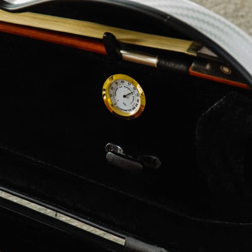 Кристиана кейс для скрипки из углеволокна, длинный треугольный, с гигрометром и кодовым замком (белый узор)