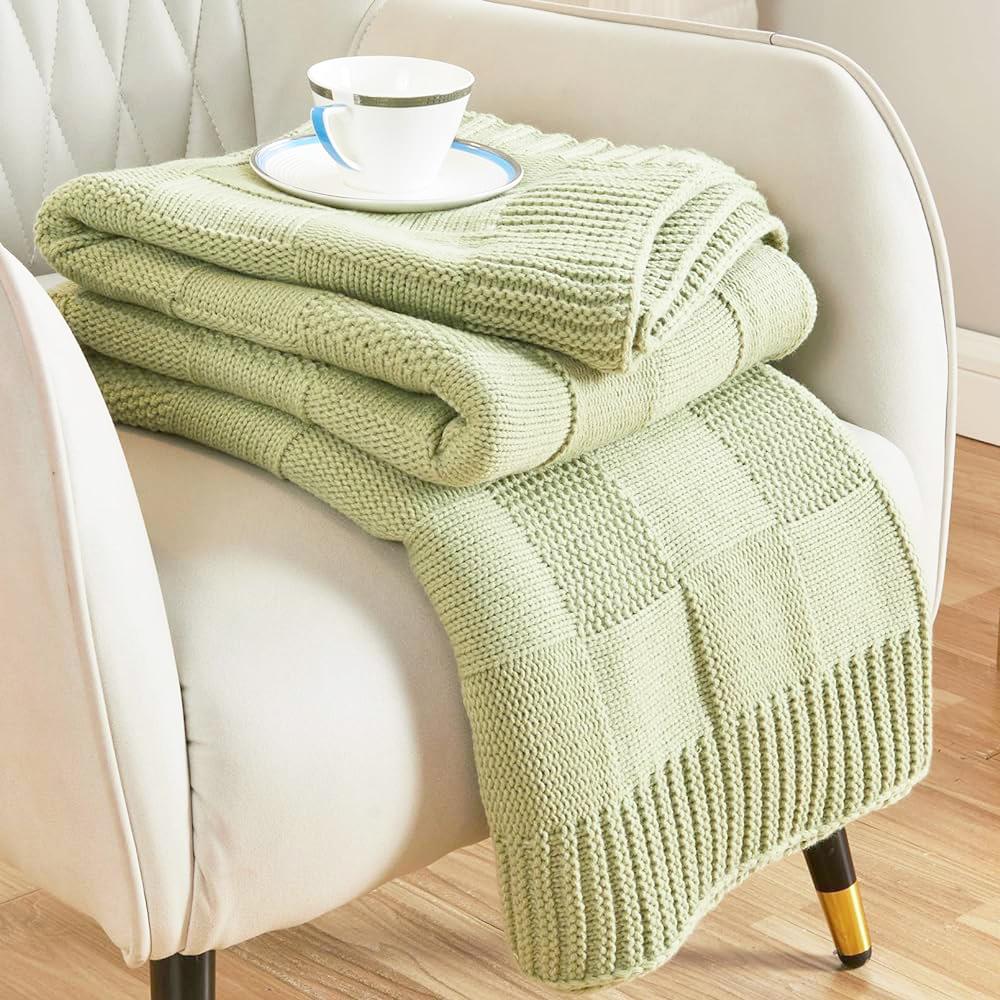 Acrylic Yarns Blankets for Sofa Plaid Knitted Throw Blanket Bed Sofa Cover Office Nap Air Condition Room Blankets Home Decor