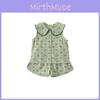Girl Summer Floral Cotton Twopiece Set With Sleeveless Top For Kids