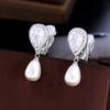 Персонализированные ретро клипсы-капли воды, инкрустированные цирконом, персонализированные креативные серьги-пусеты с жемчугом, изысканные серьги