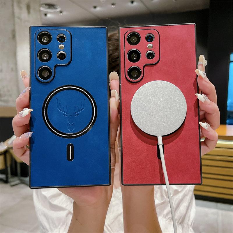 Роскошный кожаный чехол с магнитом и беспроводной зарядкой для телефона Samsung S23 S22 S21 Ultra Plus S21 FE Note 20, чехлы для защиты от падения «все включено»