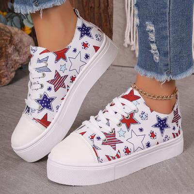 Модная женская весенне-осенняя обувь с принтом, повседневная, на шнуровке, на толстой подошве, многофункциональная, для ходьбы, спортивная обувь, женская модная обувь