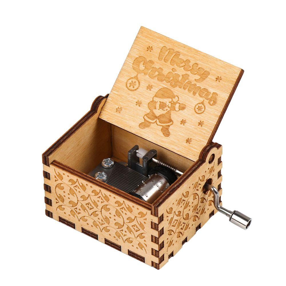Gifts Wooden New Year Musical Boxes Music Box Merry Christmas Hand Crank