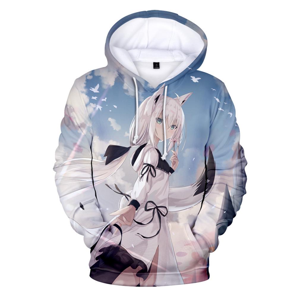 Толстовки Kawaii Shirakami Fubuki для девочек и мальчиков, детские толстовки с героями мультфильмов Shirakami Fubuki, одежда для мужчин и женщин, толстовки для косплея в стиле аниме