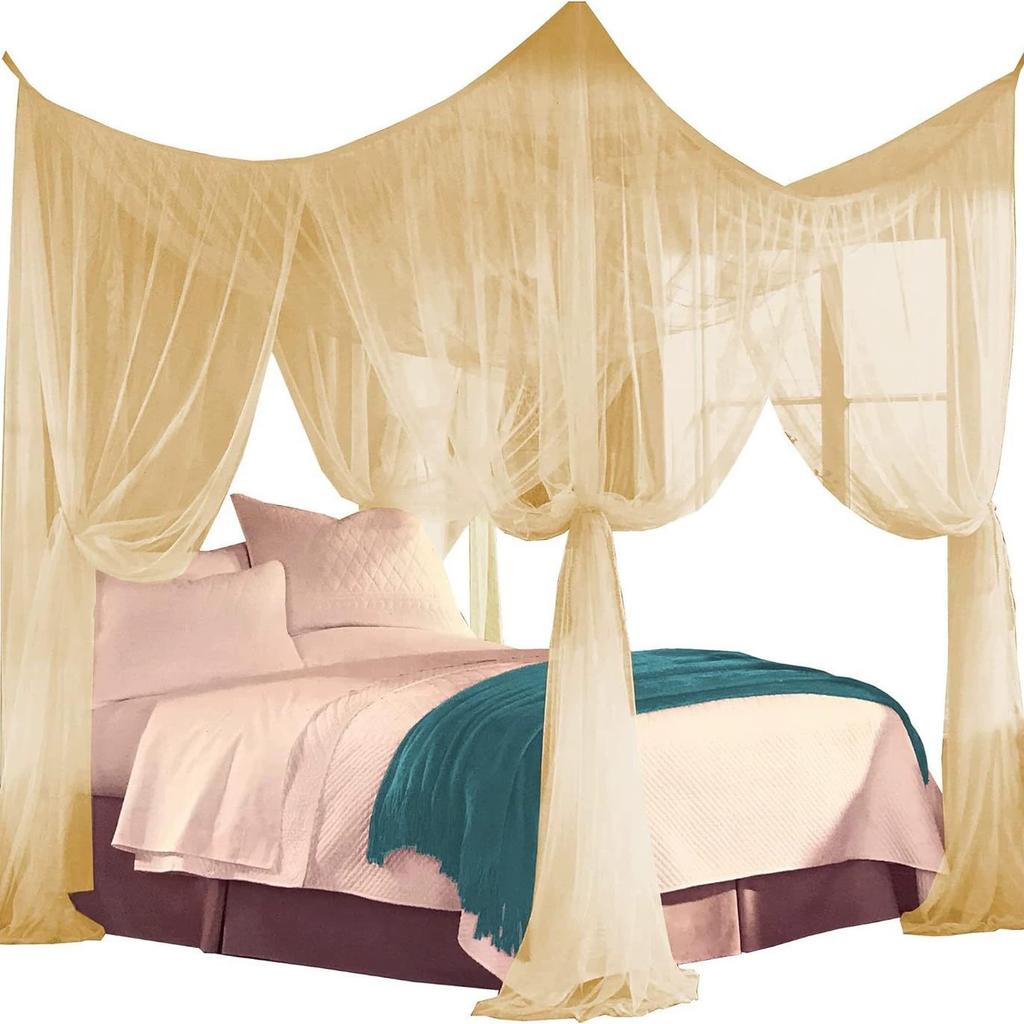 Сексуальная москитная сетка Palace Four Door King/Queen Double Size Home Single Bed Protective от насекомых Outdoor Square Grace White Canopy Net