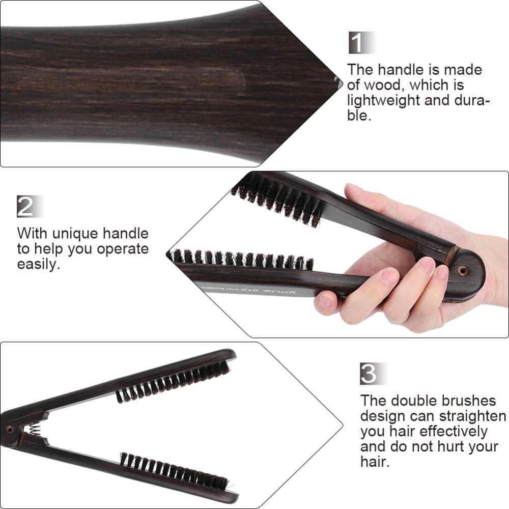 Ergonomic Design Double Brushes Hair Straightening Comb Professional Hairdressing Comb Home Use