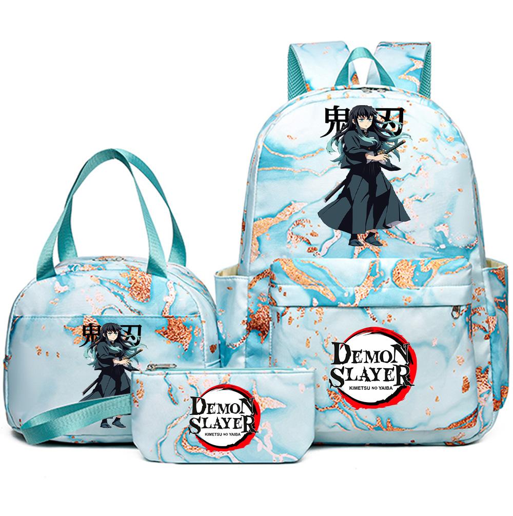 3 шт./комплект Рюкзак с принтом «Клинок, рассекающий демонов» с сумочкой и пеналом для подростка, школьника, девочки, мальчика, большой вместимости, водонепроницаемый, для книг, школьный, дорожный, подарок