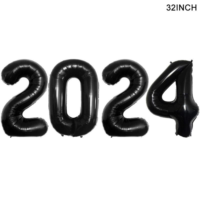 Новый год 2024 Цифровые фольгированные шары С Новым годом Канун Нового года Вечеринка Сувениры Принадлежности Гирлянда Фотобутафория Рождественские украшения Навидад