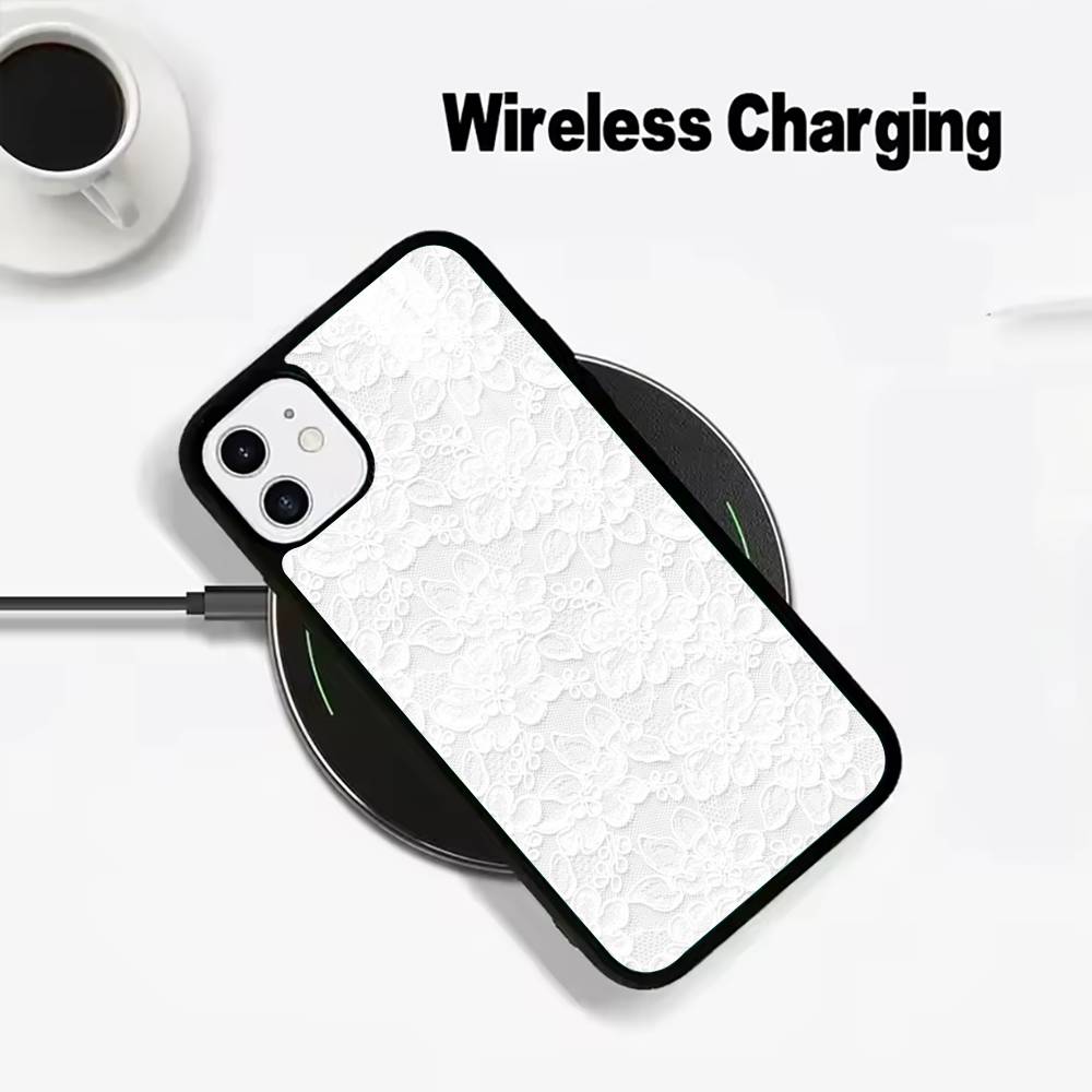Чехол для телефона с принтом в виде кружева L для iPhone 17 16 15 14 13 12 11 Pro Max 16/15/14 Plus Чехол для беспроводной зарядки Funda
