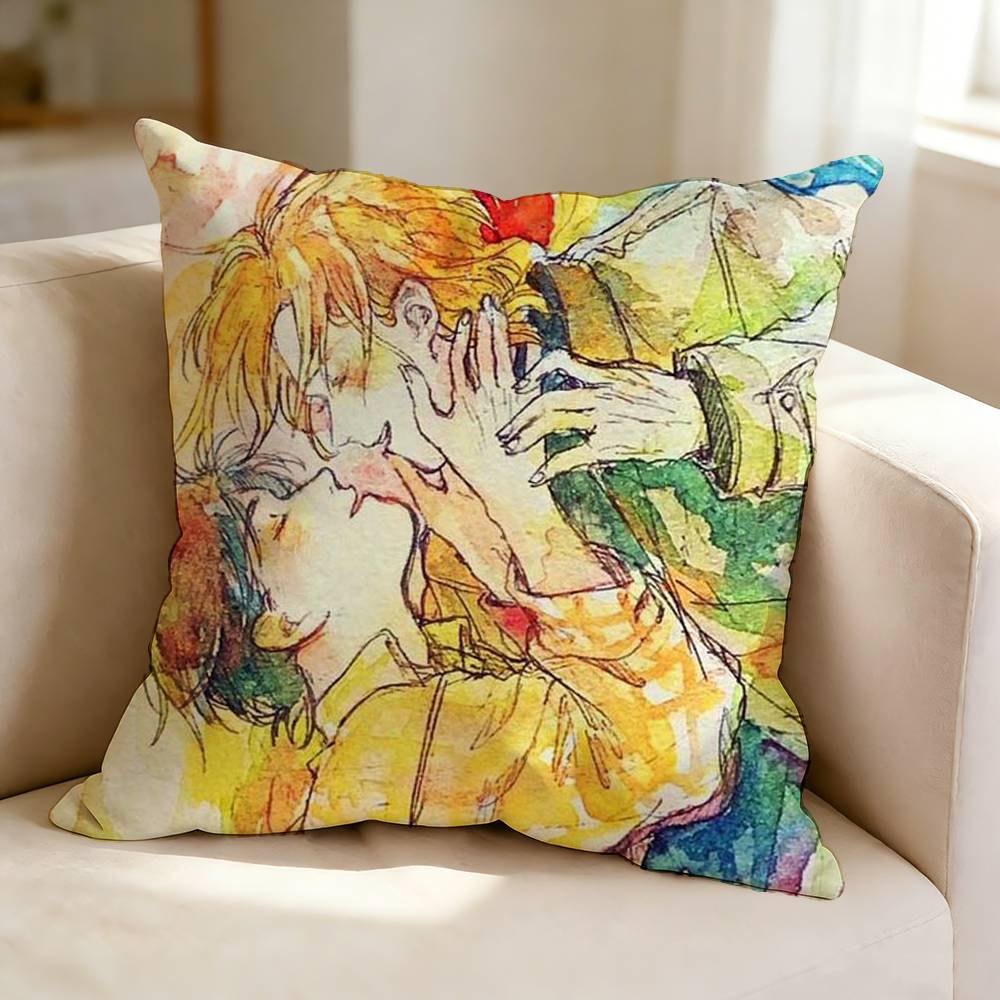 Redemptive Anime BBanana FFish Square DoubleSided printed Pillow Case Bedroom Bedside Pillow Sofa Cushion Cover
