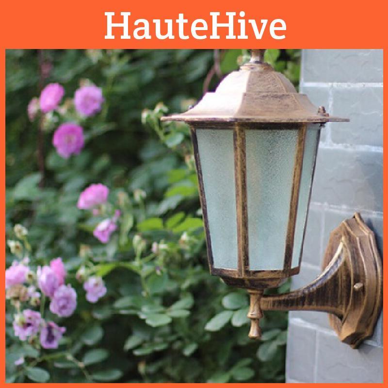 Ретро уличный шестигранный настенный светильник с медной отделкой и водонепроницаемой светодиодной технологией