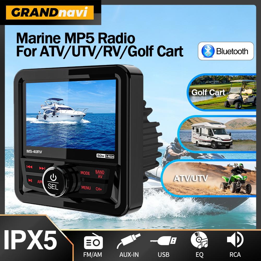 Marine Radio Boat Stereo FM AM Digital Media Audio Player Bluetooth IPX5 Waterproof For Yacht ATV UTV Golf Cart