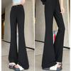 Черные расклешенные брюки для женщин весна-лето стрейч утягивающие с высокой посадкой буткат повседневные слегка расклешенные длинные брюки
