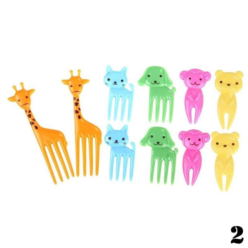 10pcs Bento Kawaii Animal Food Fruit Picks Forks Lunch Box Accessory Decor Tool
