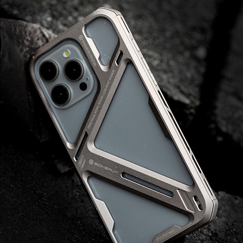 Роскошный механический полый чехол из титанового сплава для iPhone 13 14 15 Pro Max, металлический съемный защитный противоударный чехол, чехол