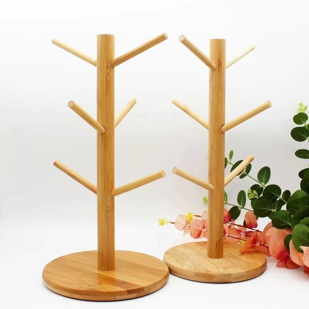6 Hooks Coffee Cup Holder Wooden Coffee Mug Rack New Mug Holder Tree  Countertop Decor