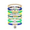 2026  Souvenir Bracelet Set, Stackable Soft Clay Football Pendant Sports Wrist Jewelry