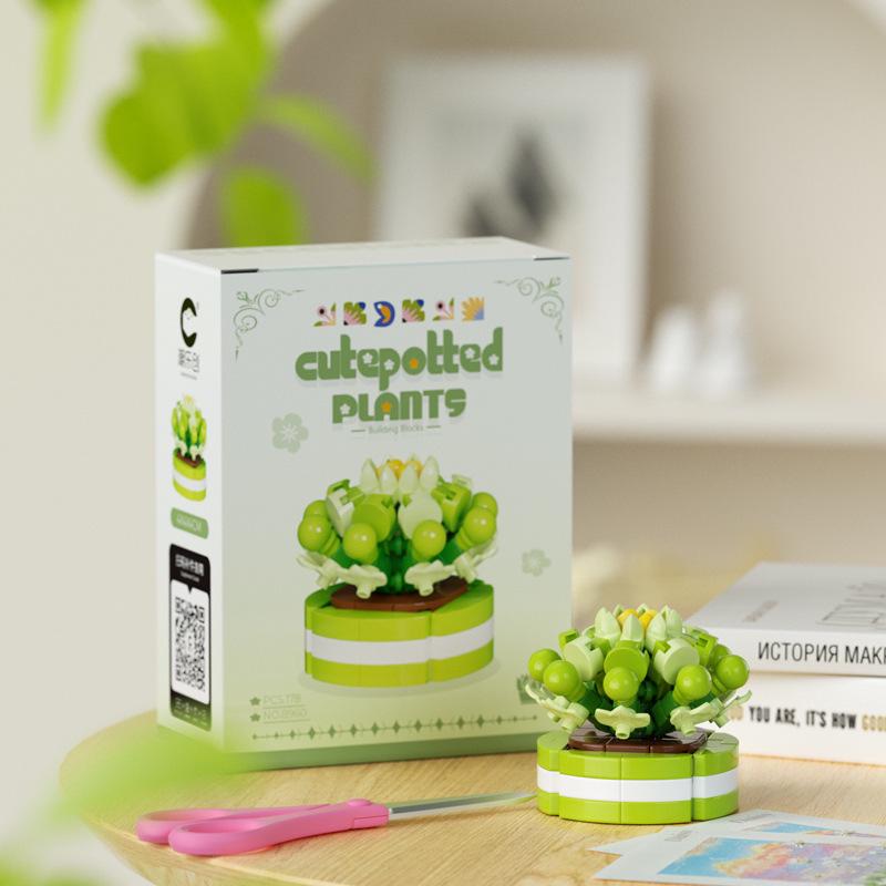 Compatible Music Flower Box: Secret Language Building Blocks, Preserved Flower Bouquet, Handmade Ornament, New Year Gift.