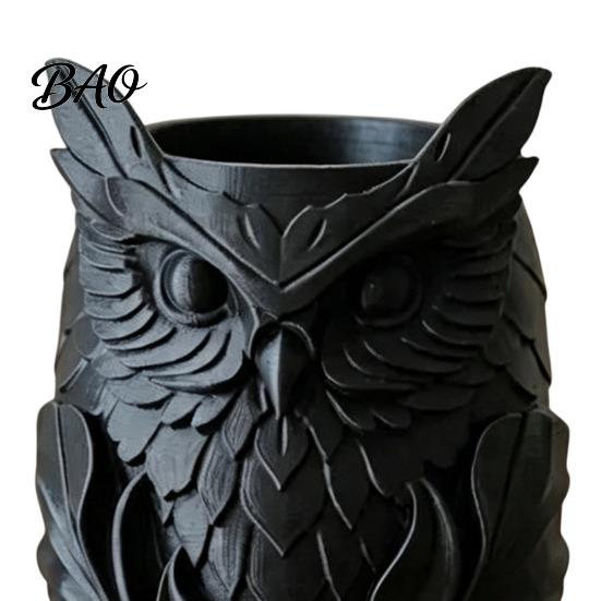 Stable Marker Storage 3D Printed Owl Pen Holder, Creative Desk Organizer for Office Stationery, Classroom Retro Relief Animal Container Pencils