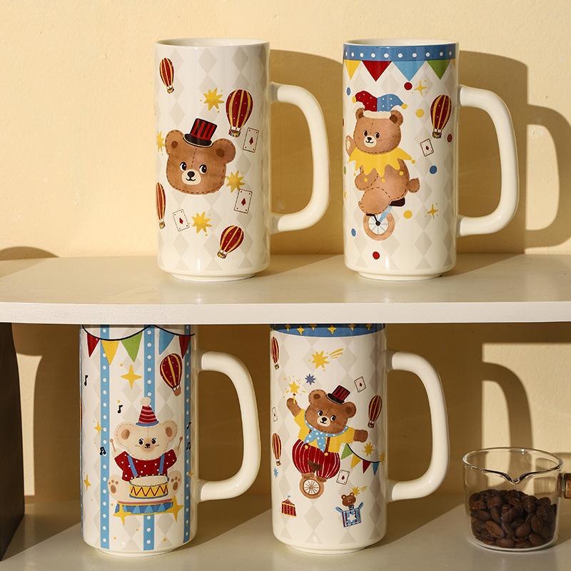 Цирк Высокая ценность Прямая чашка Чашка для молока Сувенир для мероприятия Мультяшная Детская Забавная Керамическая Чашка для воды Кружка Подарок