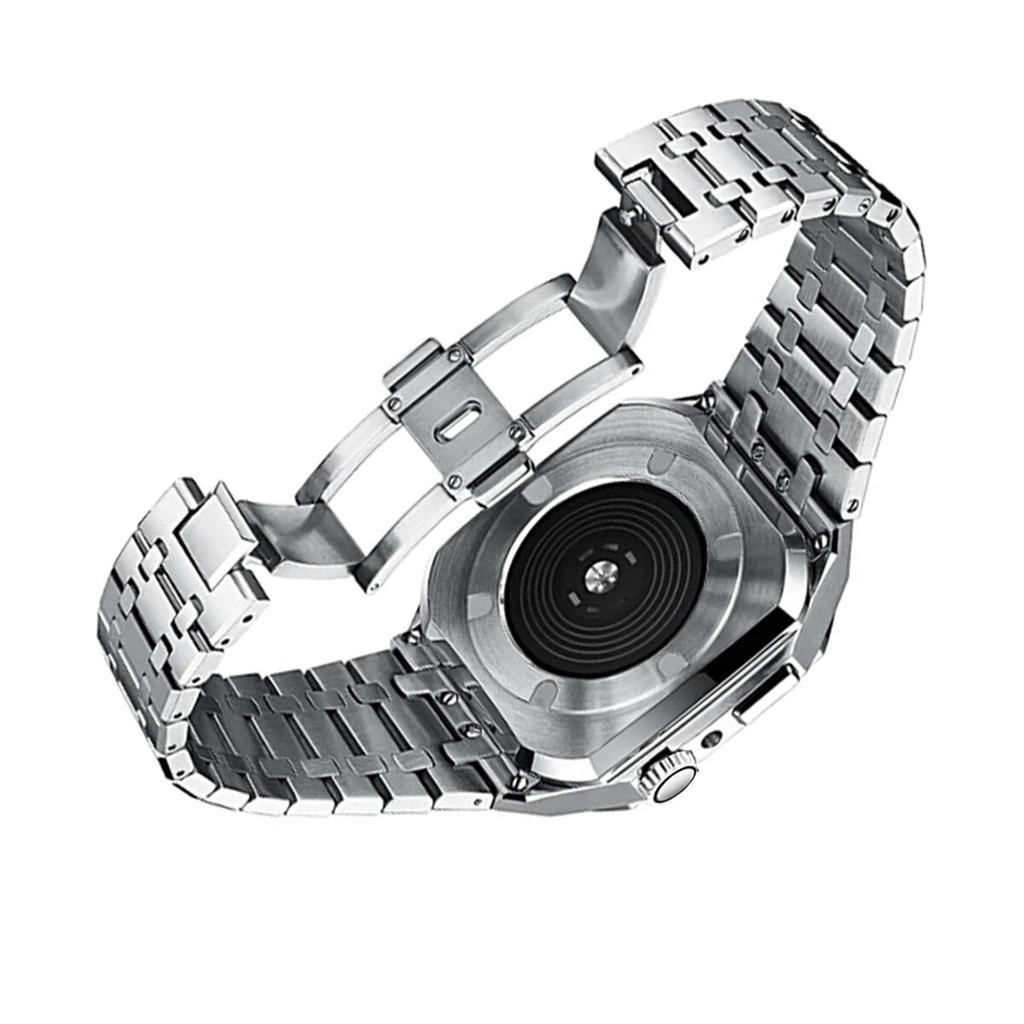 Stainless Steel Strap for Apple Watch Band 45mm 44mm Luxury Modification Kit Metal Case Bracelet iWatch Series 8 7 6 5 SE 44 45
