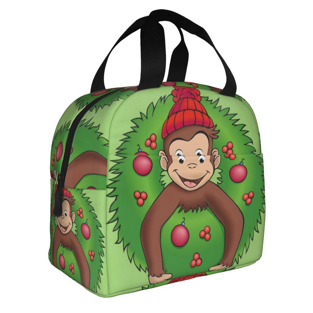 Cartoon Curious George Funny TV Monkey Anime Insulated Lunch Bags for Women Resuable Thermal Cooler Bento Box School