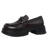 Round Head Versatile Retro Black Platform Small Leather Shoes Women's Autumn French Thick Heel Loafers