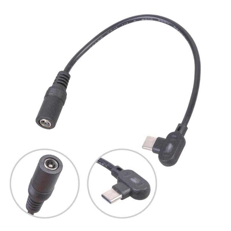 Угловой USB C (папа) на 5.5x2.1мм (мама) кабель питания 90 градусов, фиксированные выходные напряжения 9В 12В 15В 20В для светодиодов, роутера, вентилятора, динамика