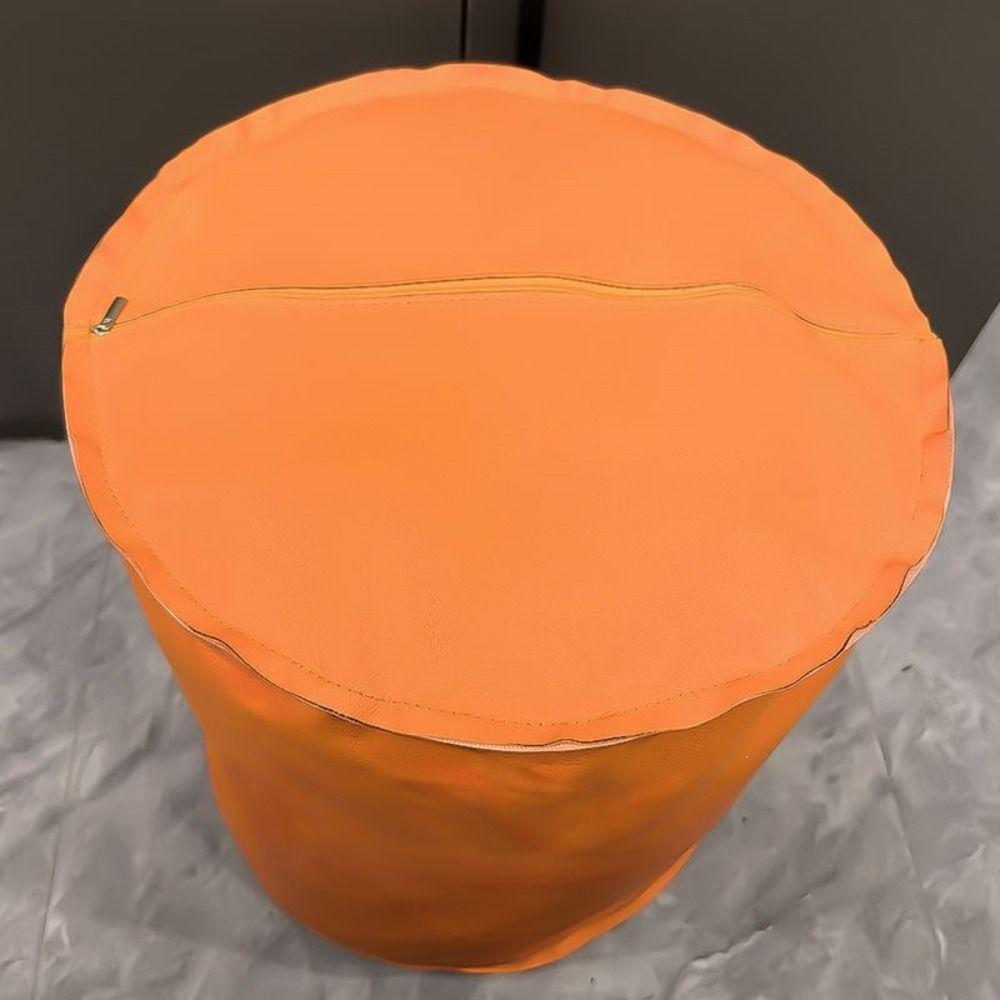 Non-Slip Storage Stool Waterproof Leather Pouf Thicken Cylinder Ottoman Shoe-changing