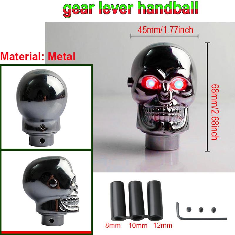 Universal Skull Head Gear Lever Gear Shifts Knob Skeleton Shape Gear Shift Knob Manual Transmission LED Light Gear Shifts Knob