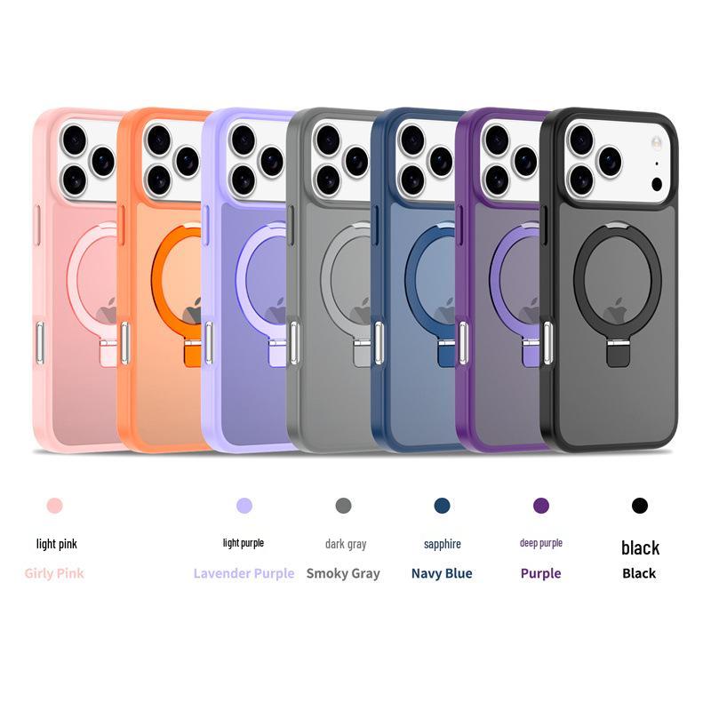Магнитный чехол-держатель для iPhone 17 Pro Max - Apple 16E Серебристый Щит Матовая Защитная пленка