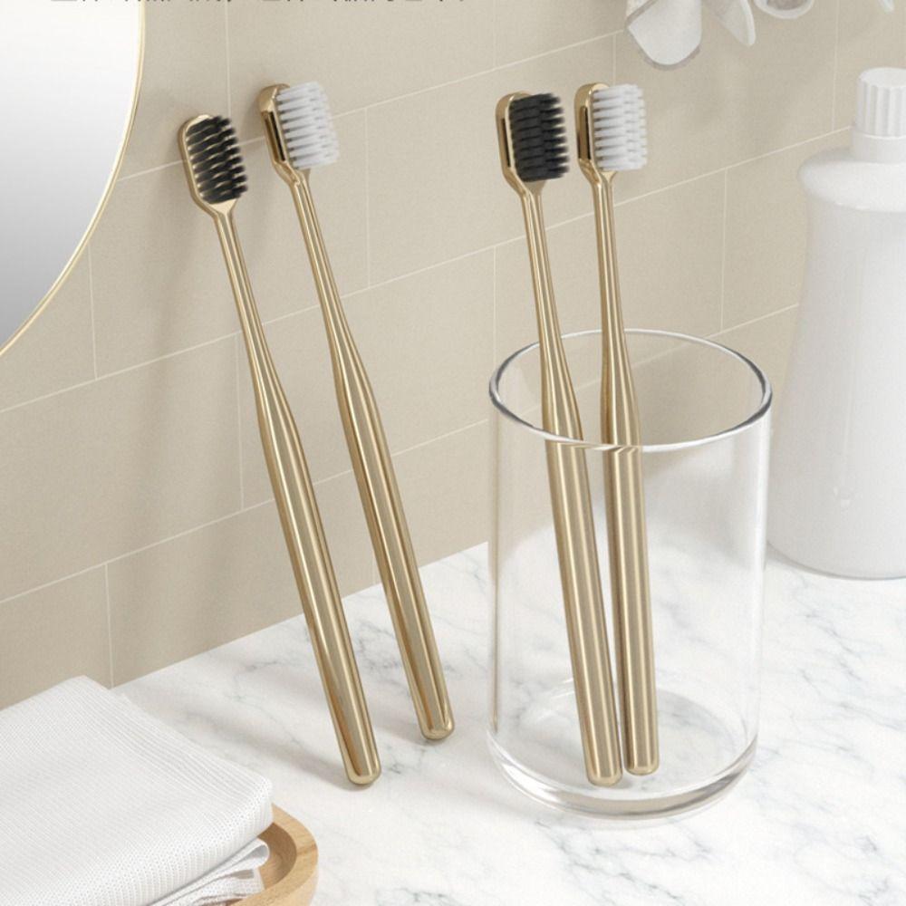 Gold Silver Soft Toothbrush Electroplate Dental Brushes Luxury Adult Tooth Brush Men
