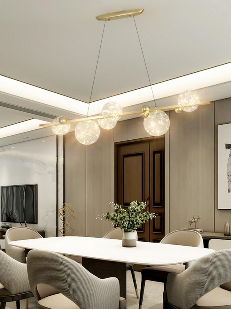 Современная креативная люстра с круглыми лампами, прозрачный стеклянный шар, потолочный подвесной светильник, романтическая звезда, декор для гостиной, светодиодное освещение, золото