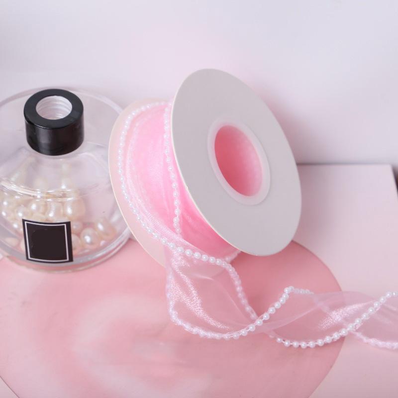 5 Yards Wrapping Ribbon DIY Mesh Gauze 4cm Fish Tail Yarn Solid Color Silk Pearl Edge Flower Bouquet Packaging