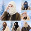 Solid Color Scarf Ski Mask Hat Plush Soft Ear Protection Hat Casual Pullover Cap