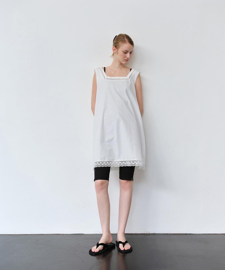 The Rye Lace Trim Sleeveless Dress(White)