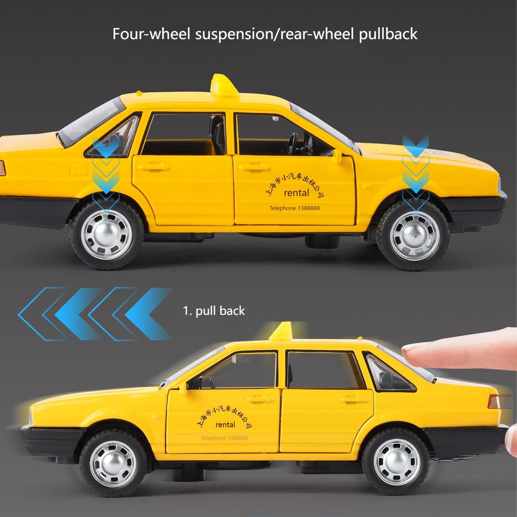 1/32 Volkswagen Santana Такси Металлическая Литая Модель Автомобиля Домашний Декор Коллекционные Предметы Миниатюрный Высокодетализированный Транспорт Праздничный Подарок
