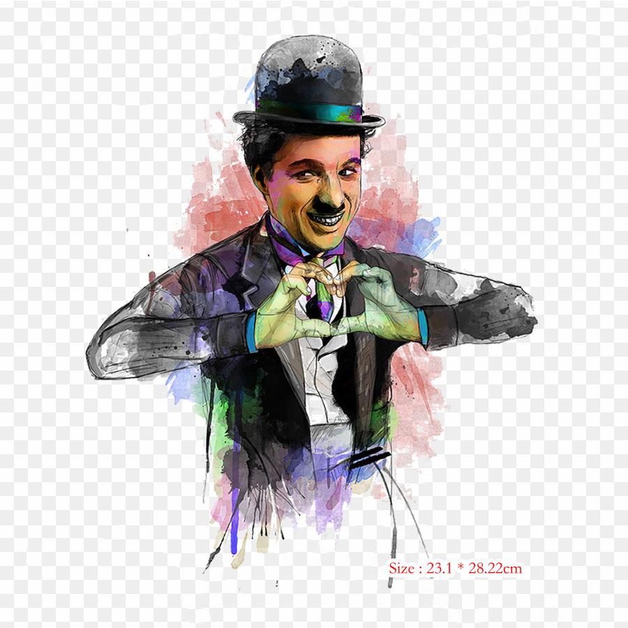 Charlie Chaplin Icon Computer Icons Tramp The Life Of Iron On Heat Transfer Printing Vinyl Patches Sticker for Clothes DIY Appliques Washable Patches