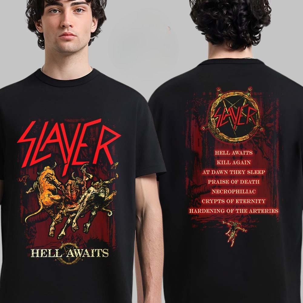 Rare Slayer Farewell Tour Merch Skull Throne Art with Tour Dates Two Sided Tee High-end Luxury Is for Both Men and Women Top Y2k