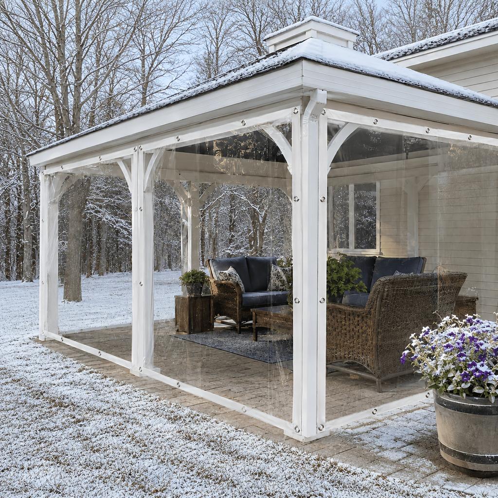 Clear Waterproof Tarpaulins Heavy Duty Transparent PVC Tarp Sheet Reinforced Edges Grommets Rainproof Cover For Patio Garden Greenhouse