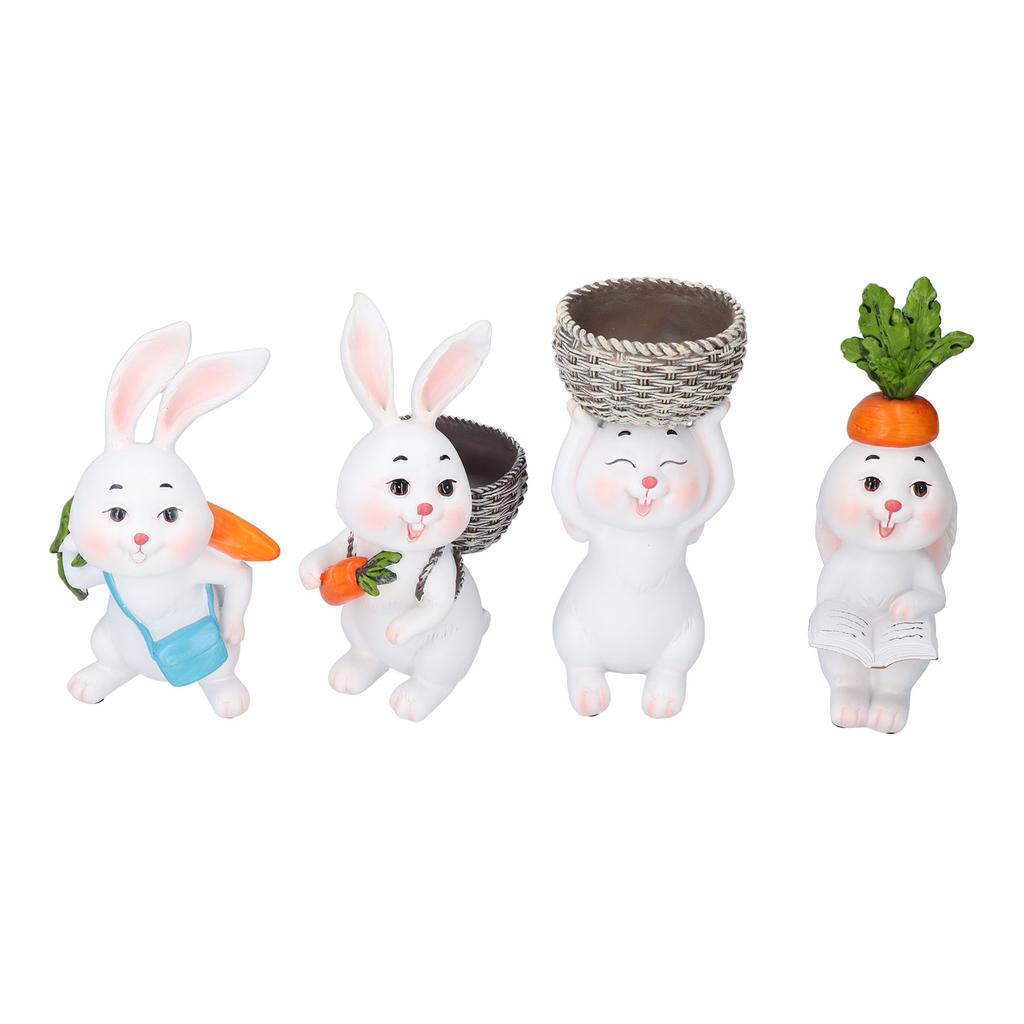 4 шт. Кролик орнамент смоляной настольный расписанный вручную ремесленный скульптура для гостиной сад