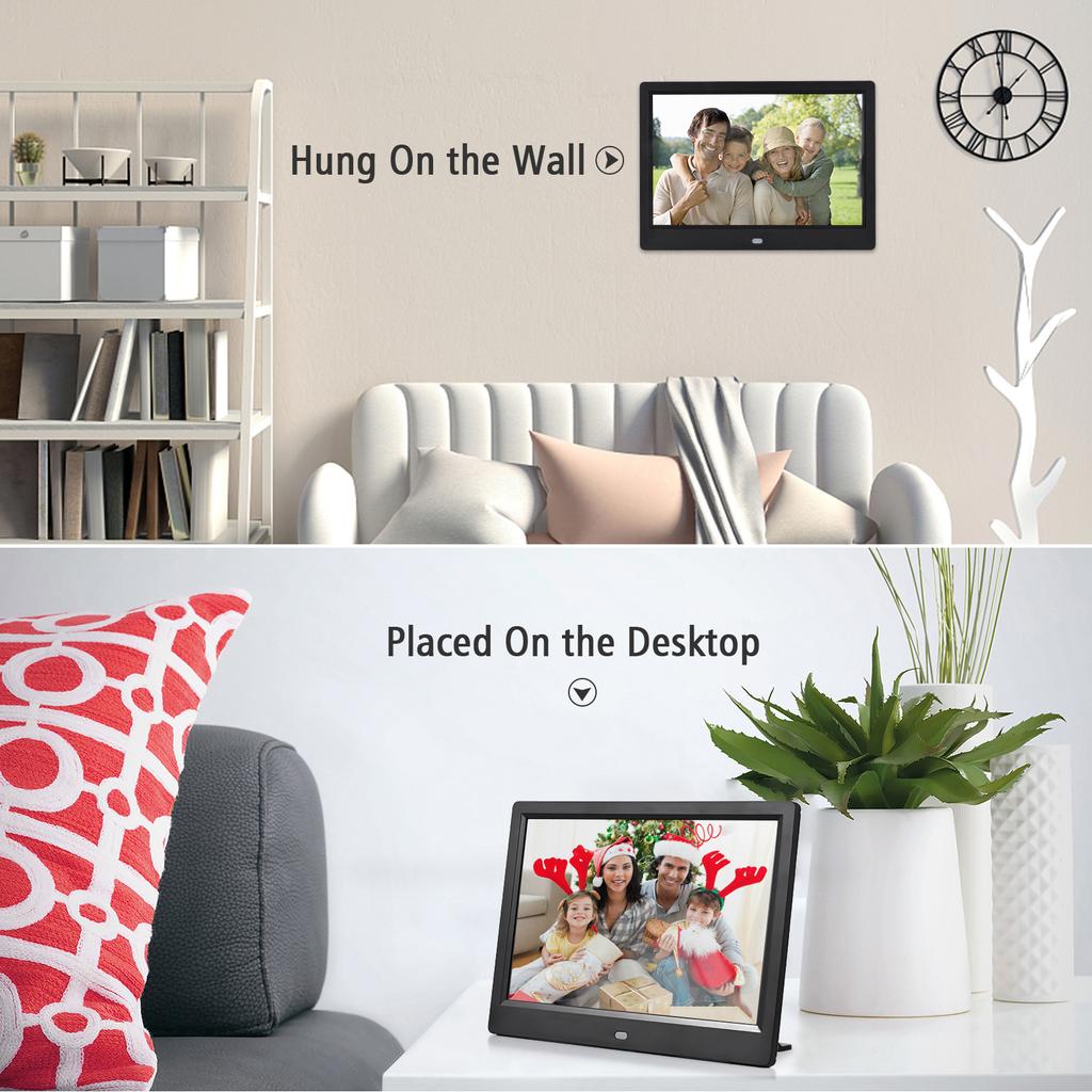 Andoer 10.1 Inch Digital Photo Frame Desktop Electronic Album 1280*800 IPS Screen Supports Photo/ Video/ Music/ Clock/ Calendar Function